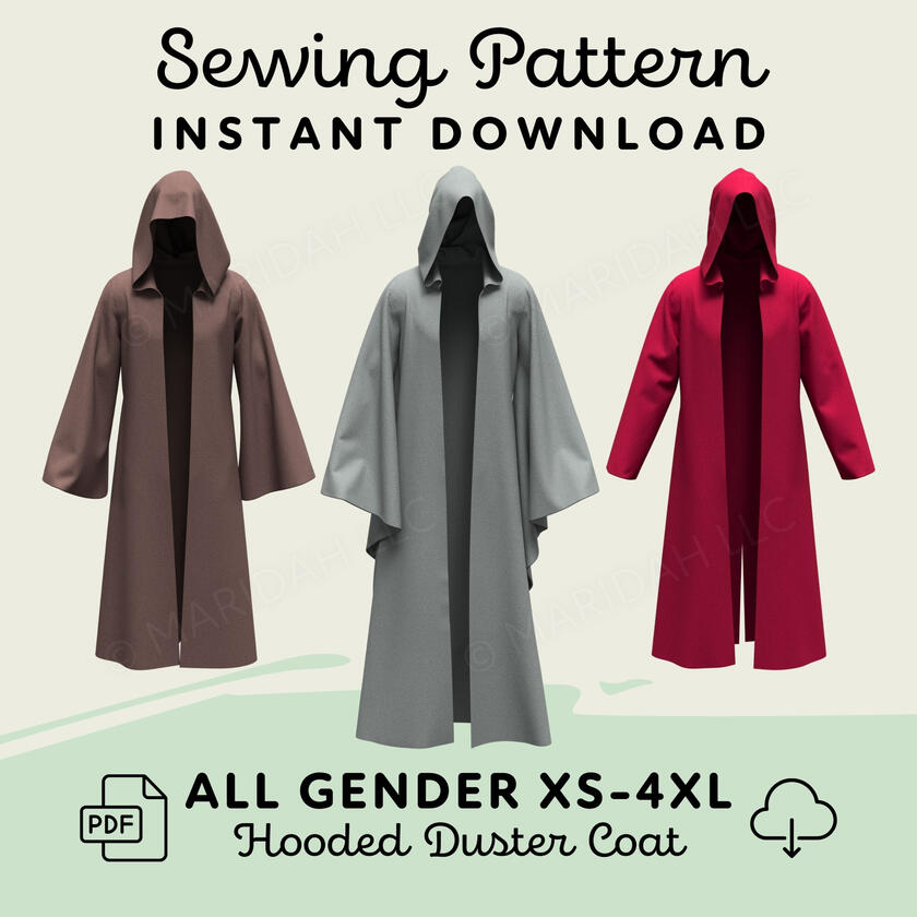 Hooded Duster Coat Sewing Pattern